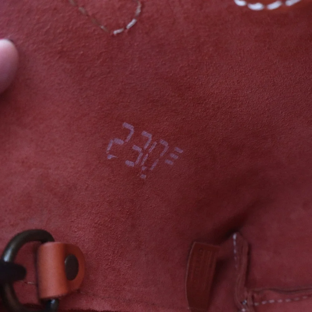 Portland Leather Goods Mini Crossbody Tote Bag Orange Leather Front Pocket Brass